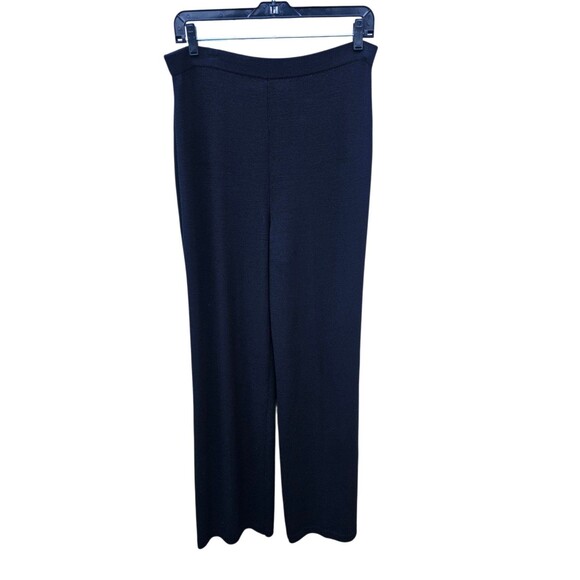 St. John Size 10 Classic Santana Knit Solid Black Pants Straight Leg Pull On - Picture 2 of 16